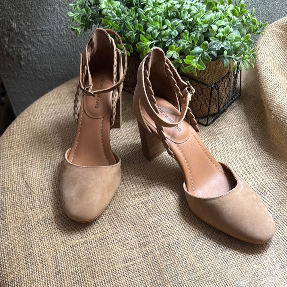 Lucky Brand Brown Ankle-Strap Heels